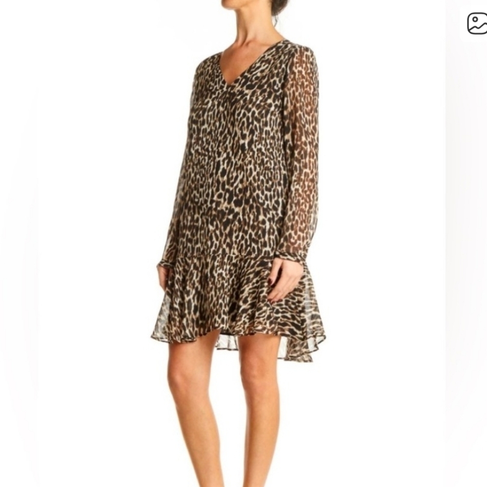 Banana Republic Animal Print Drop Waisted Shirt Dress